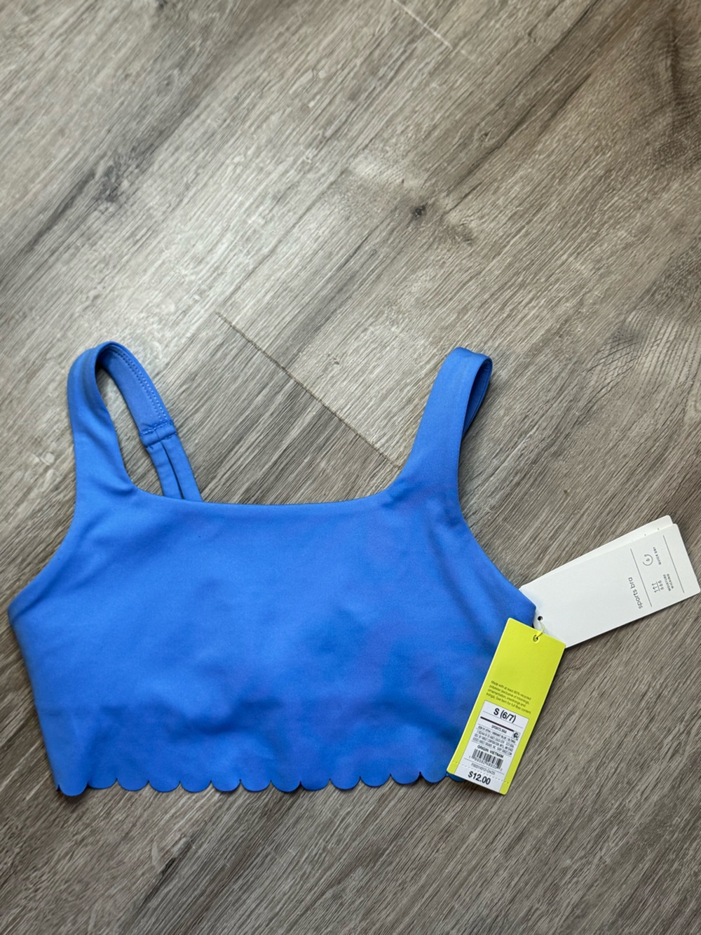 Blue Scoop Neck Girls Sports Bra